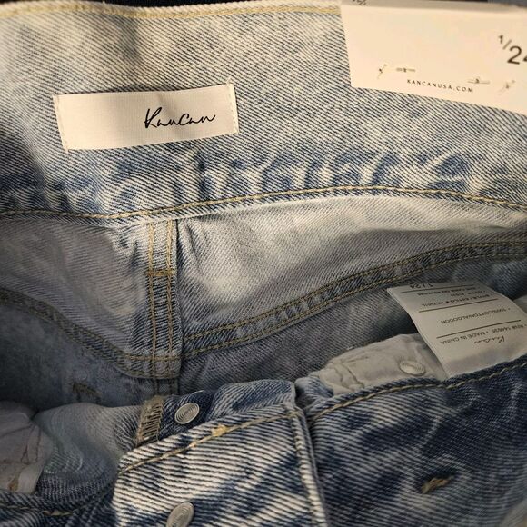 KanCan Ultra High Rise Rambler Denim Shorts Buttonfly Size 1/24 Distressed NWT - Picture 8 of 10